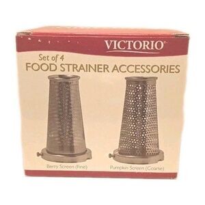 Victoria Set of 4 Food Strainer Accessories! Extra Course - Spiral Fine & Course